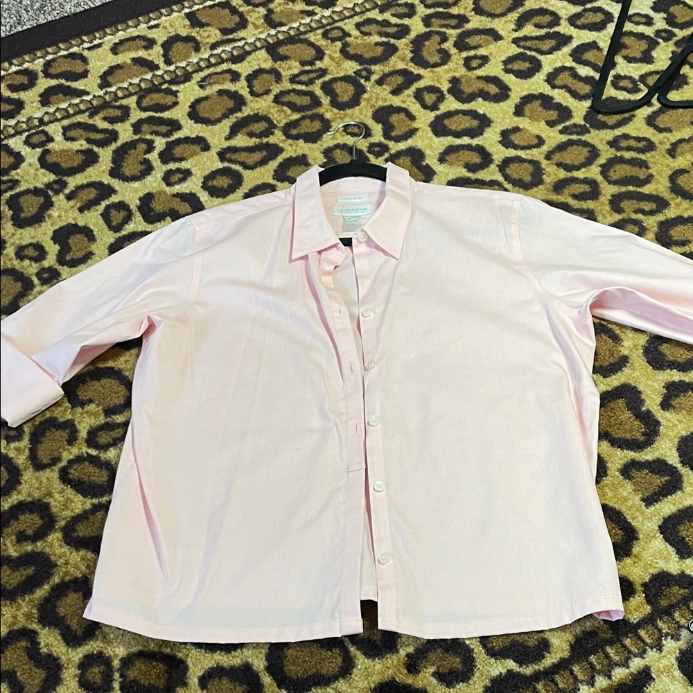 Liz Claiborne Light Pink Button-Front Blouse | Women’s Medium | Classic Work Top